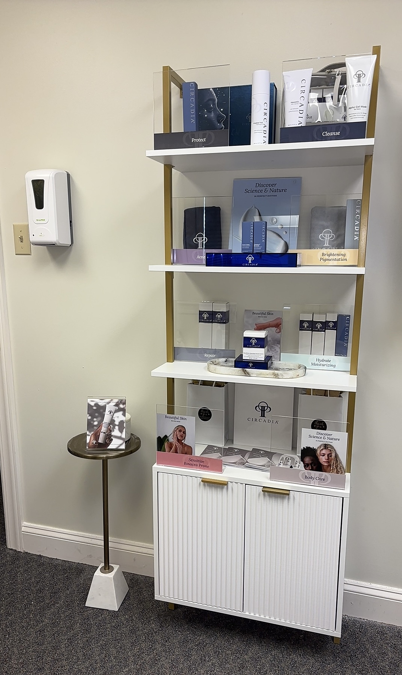The Circadia retail display at Lux Eternal Spa