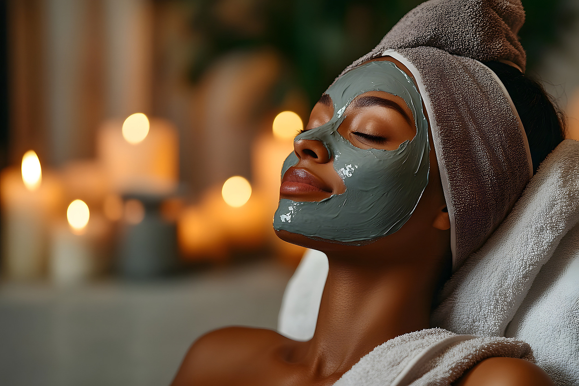 A clay treatment mask during a facial